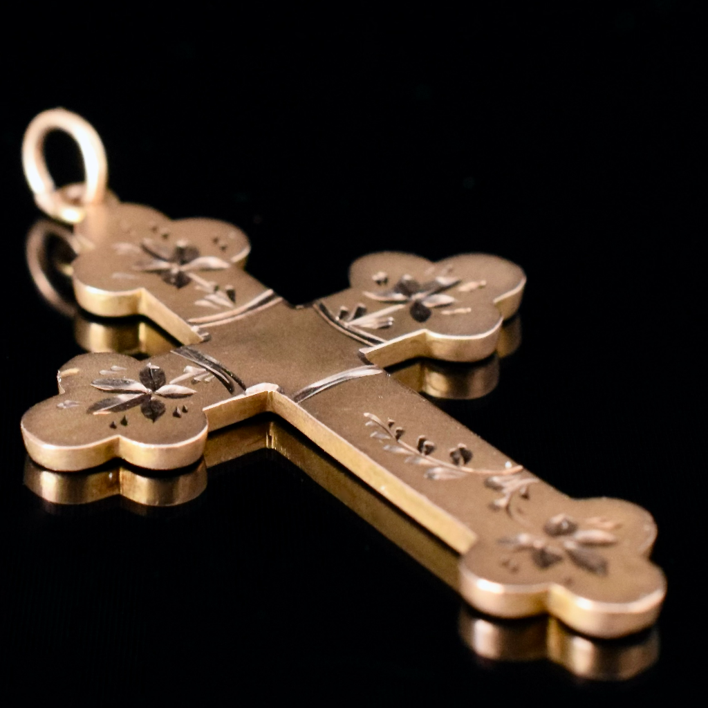 Antique Australian 9ct Rose Gold Crucifix By Willis and Sons Circa Circa 1910