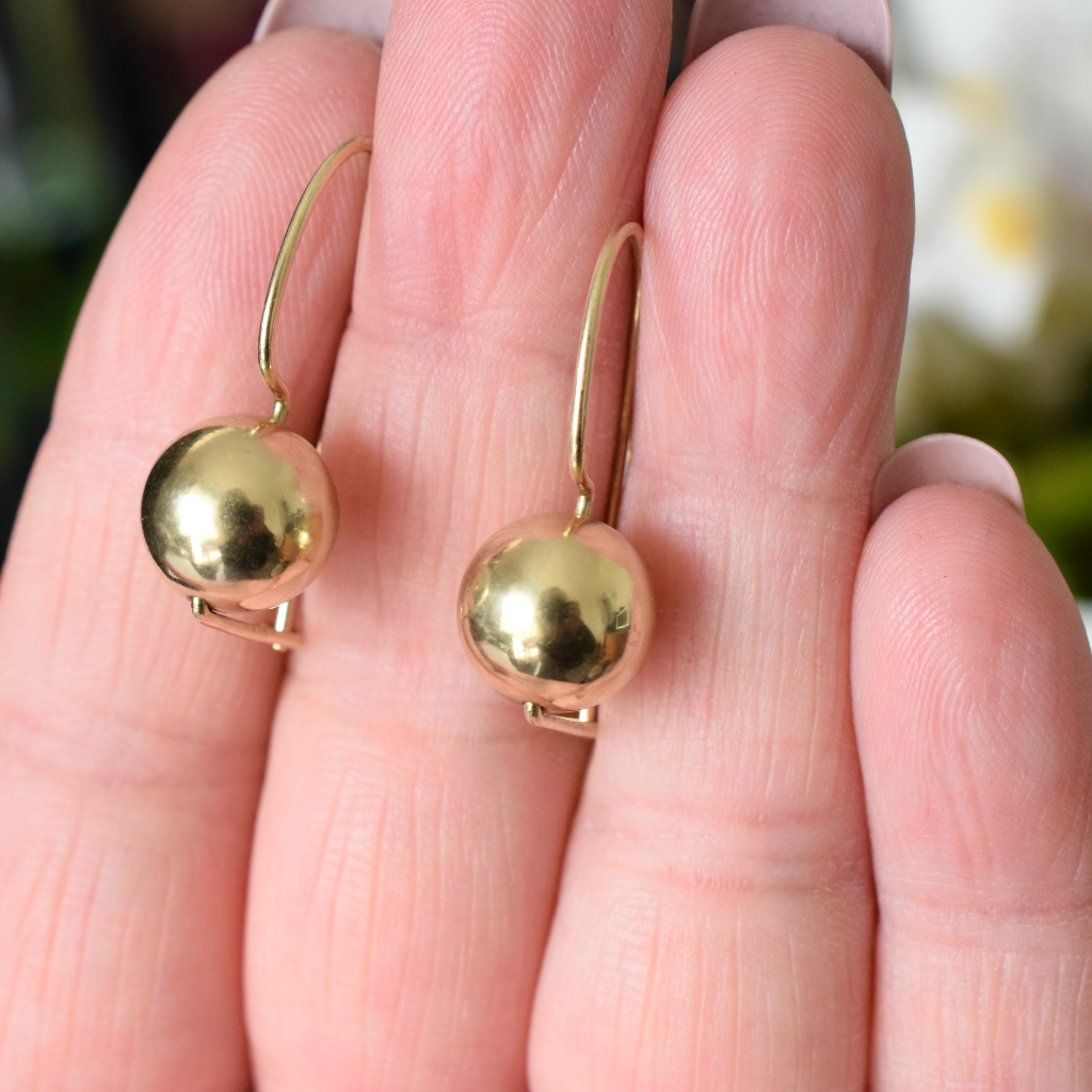 Modern 9ct Rose Gold 1.0cm Round ‘Euro Ball’ Earrings