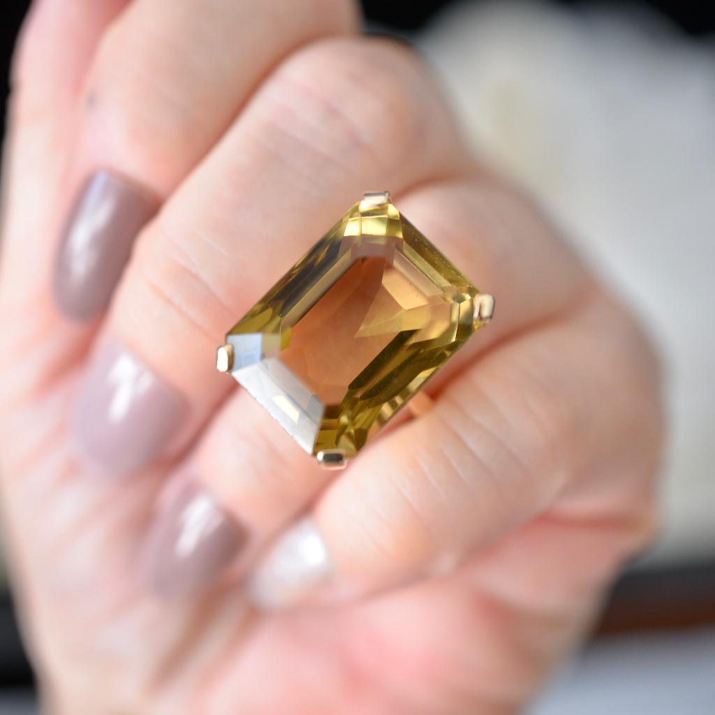 Vintage 9ct Rose Gold Citrine Cocktail Ring Circa 1970’s