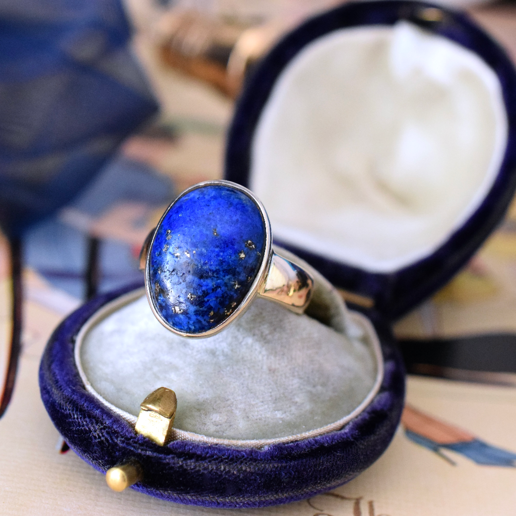 Vintage 14ct Yellow Gold And Lapis Lazuli Ring