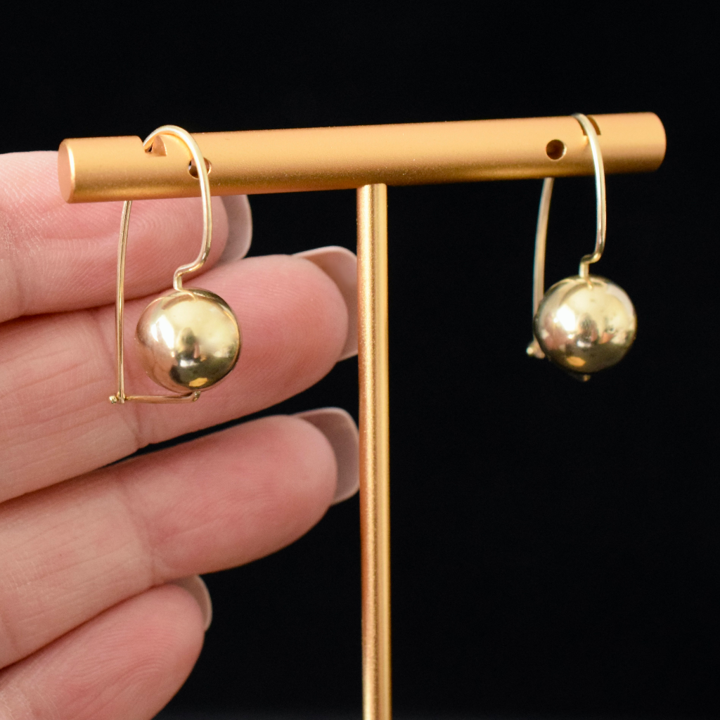 Modern 9ct Rose Gold 1.0cm Round ‘Euro Ball’ Earrings