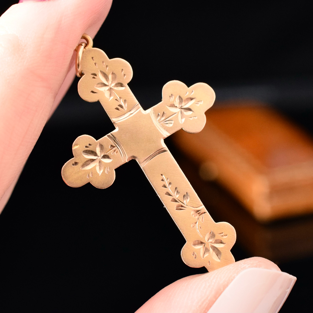Antique Australian 9ct Rose Gold Crucifix By Willis and Sons Circa Circa 1910