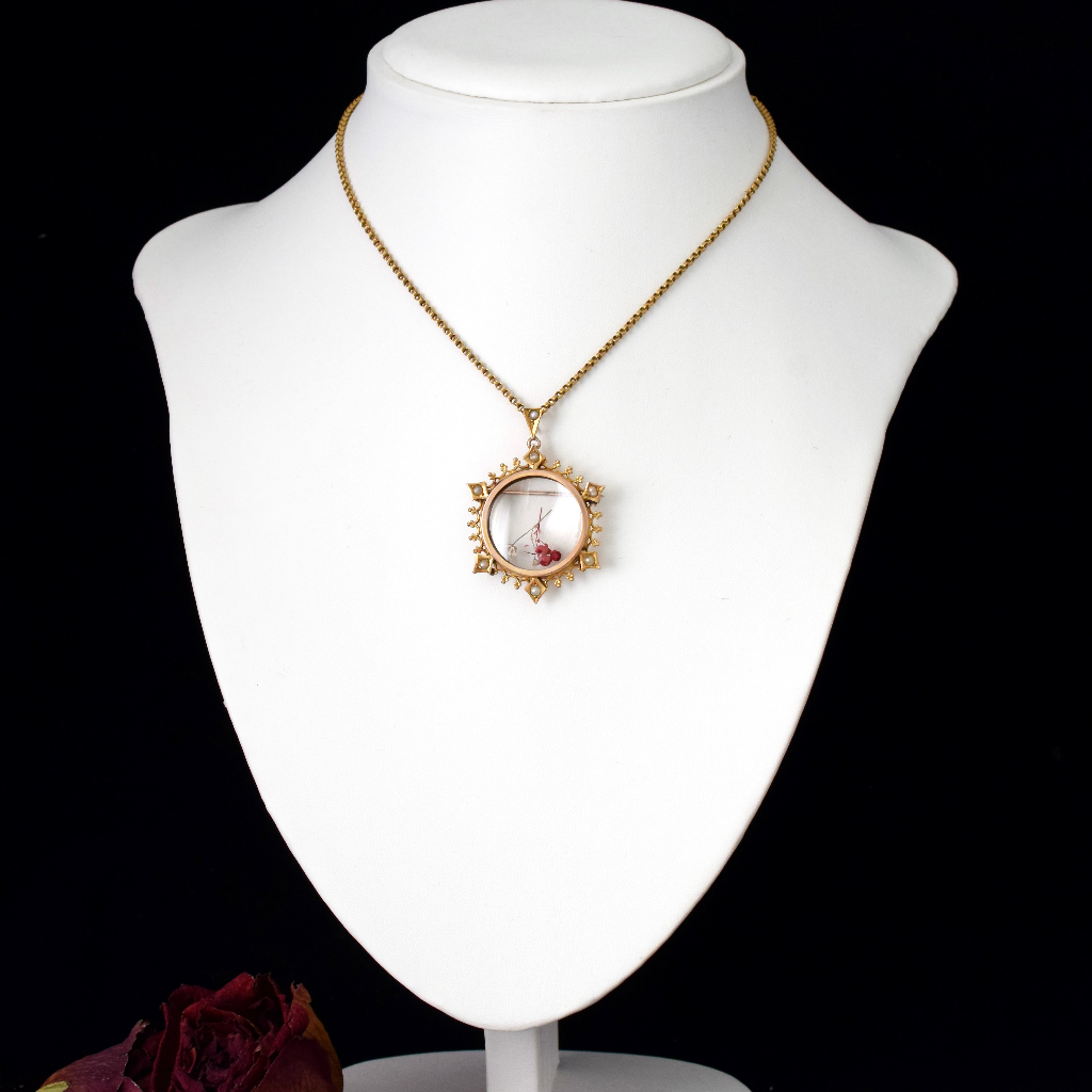 Antique Edwardian Australian 9ct Gold Double Sided Pearl Photo Locket Circa 1910