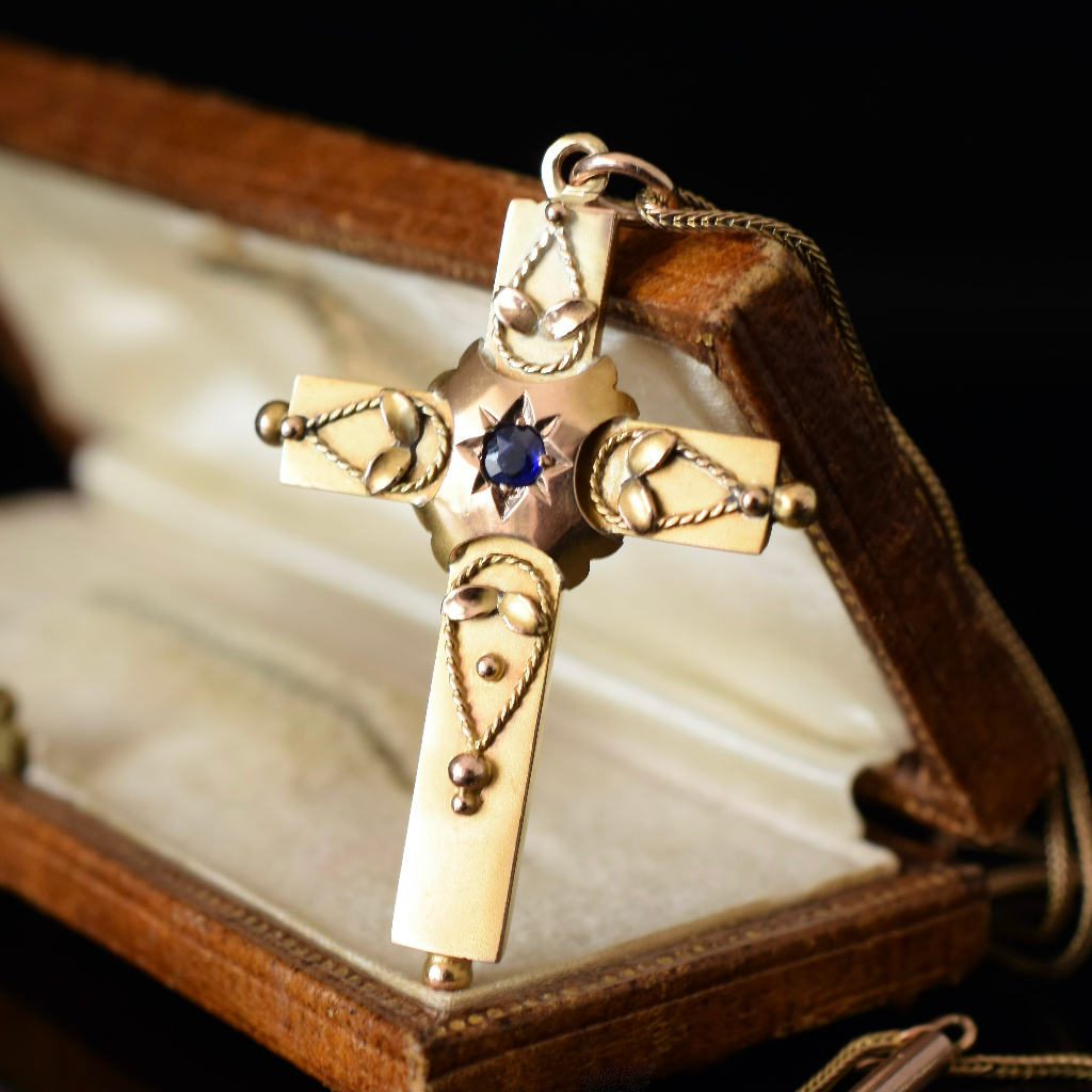Antique Australian 9ct Rose Gold Cross Pendant By Aronson And Co. Circa 1905