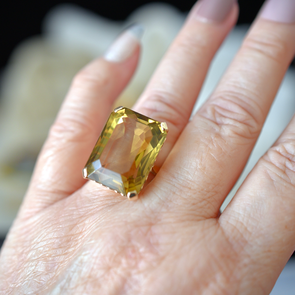 Vintage 9ct Rose Gold Citrine Cocktail Ring Circa 1970’s
