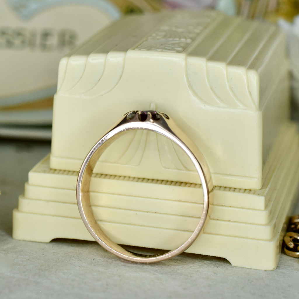 Vintage 9ct Rose Gold And Garnet Ring