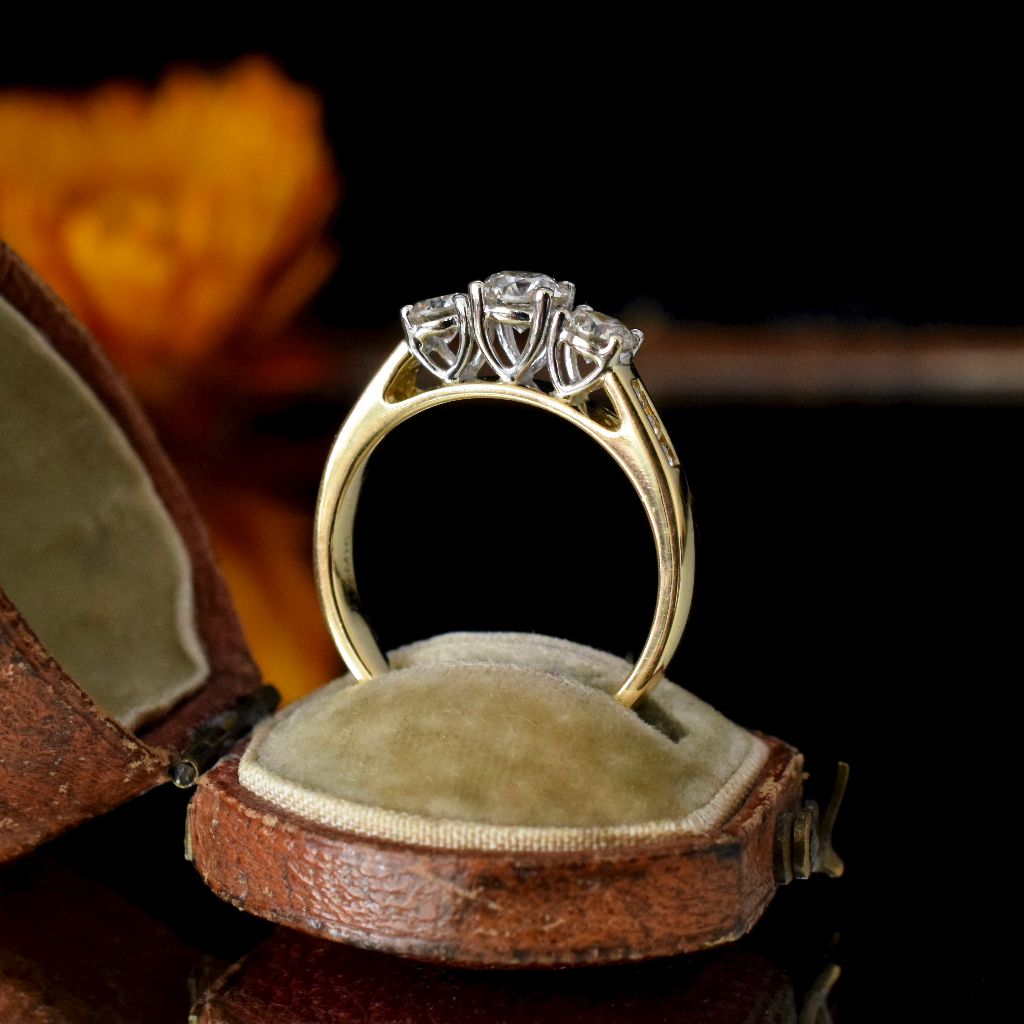 Modern 18ct Yellow Gold And Diamond Trilogy Ring 0.70ct (Independent Valuation Included In Purchase For $6,800)
