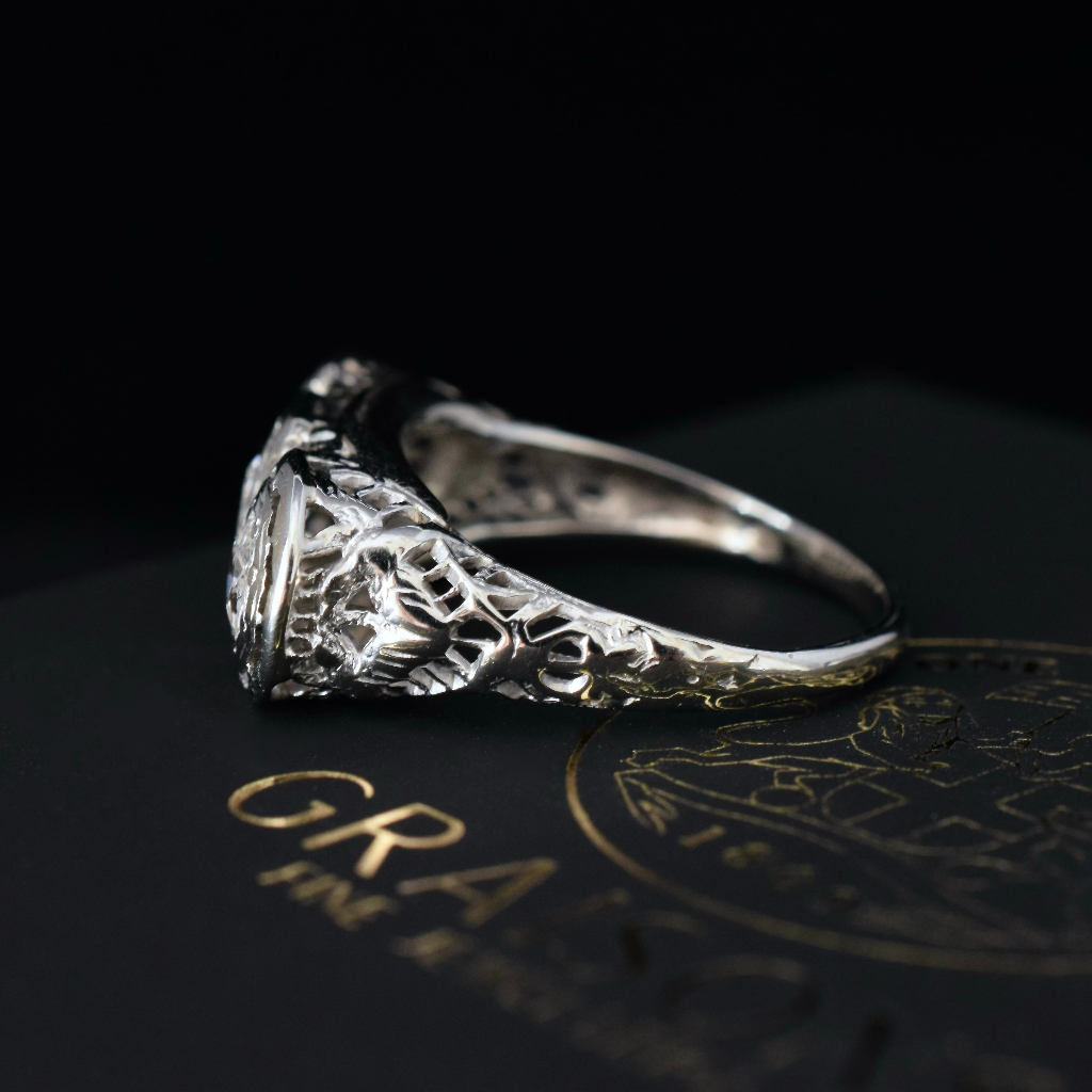 Antique Art Deco 18ct White Gold Diamond Trilogy ring 0.75ct Circa 1925 Independent Valuation Included In Purchase For $5,300 AUD