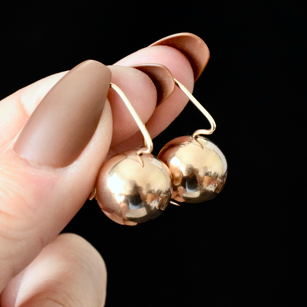 Modern 9ct Rose Gold 1.4cm Round ‘Euro Ball’ Earrings