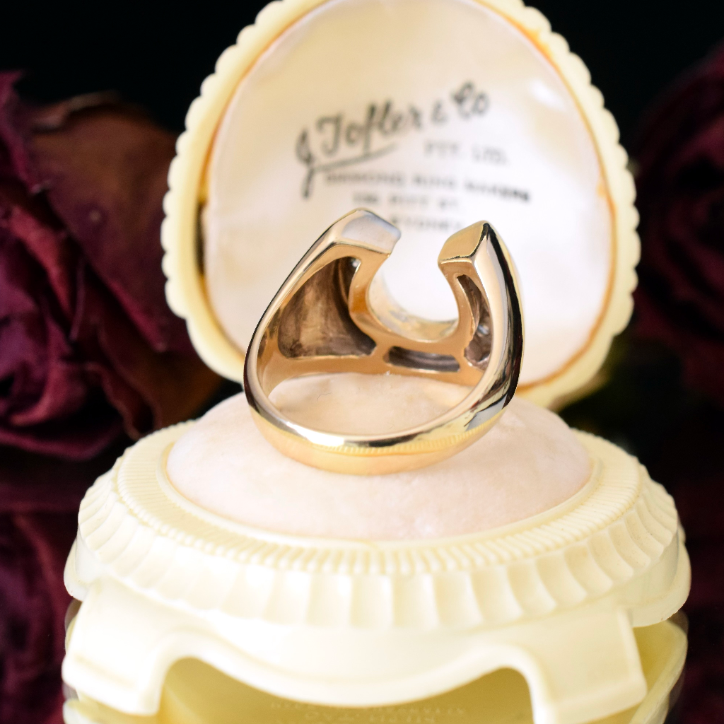 Modern Unisex 14ct Yellow Gold Diamond Horse Shoe Ring - 1.15ct Independent Valuation Included For $6,700 AUD