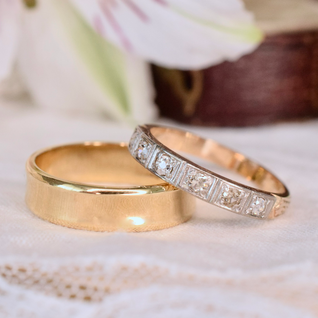 Vintage Art Deco 18ct Yellow Gold And Diamond Patterned Ring Circa 1935-40