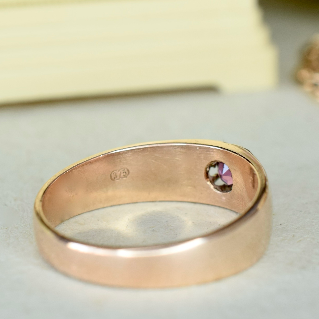 Vintage 9ct Rose Gold And Garnet Ring