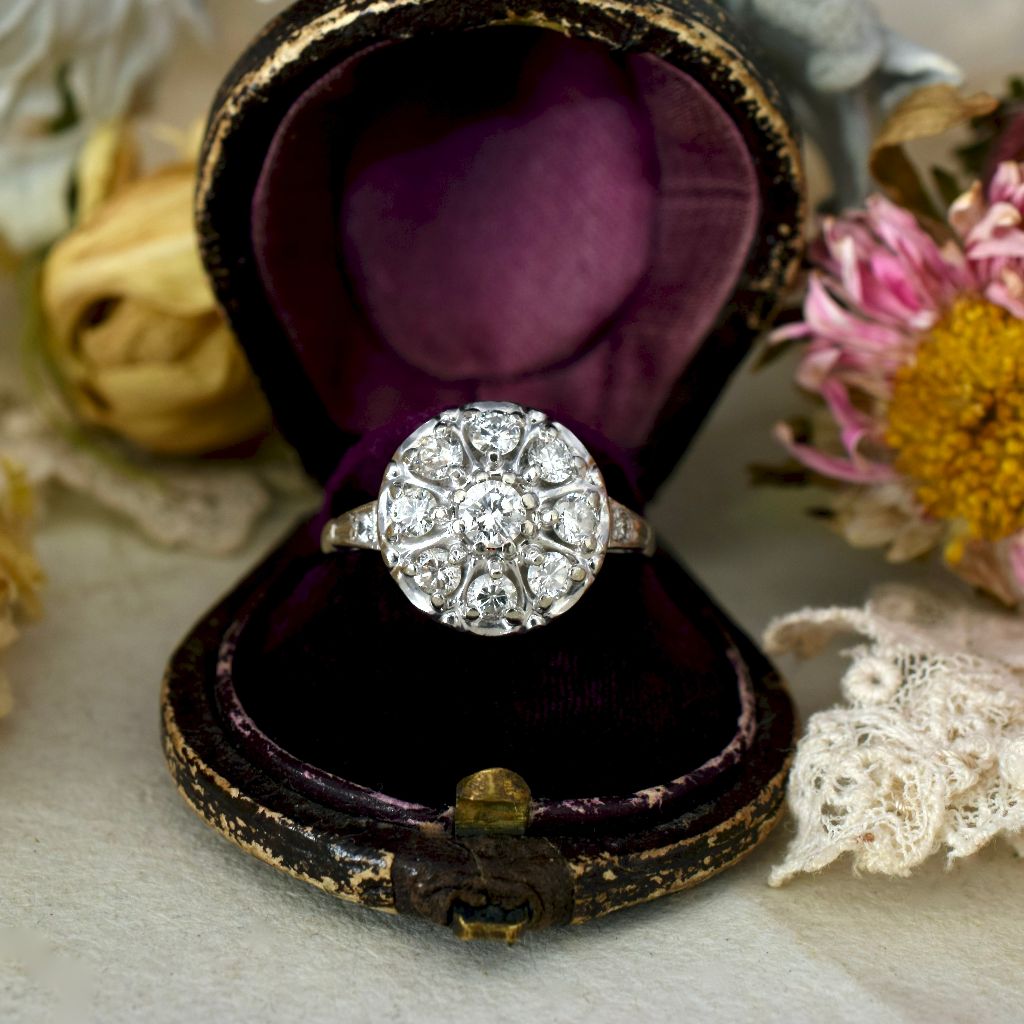 Antique/Vintage 18ct And Platinum Diamond Daisy Cluster Ring