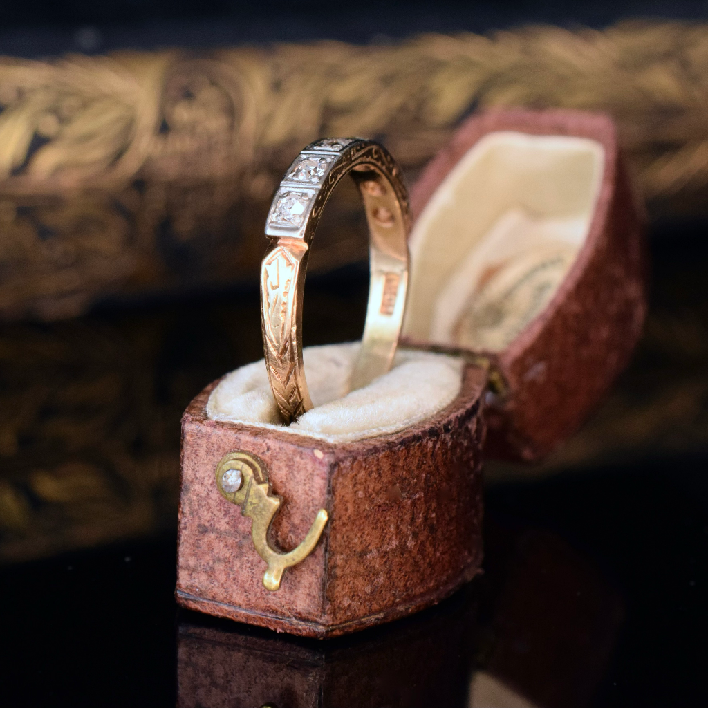 Vintage Art Deco 18ct Yellow Gold And Diamond Patterned Ring Circa 1935-40