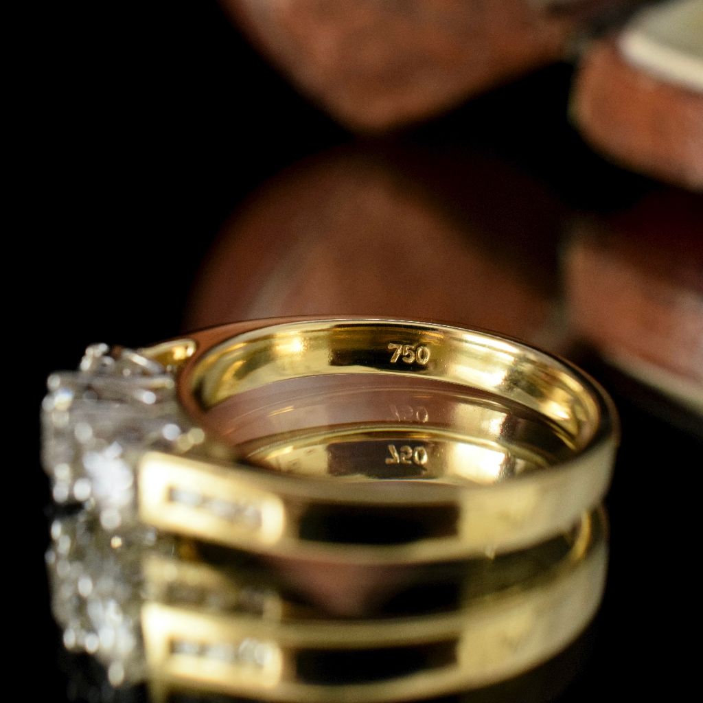 Modern 18ct Yellow Gold And Diamond Trilogy Ring 0.70ct (Independent Valuation Included In Purchase For $6,800)