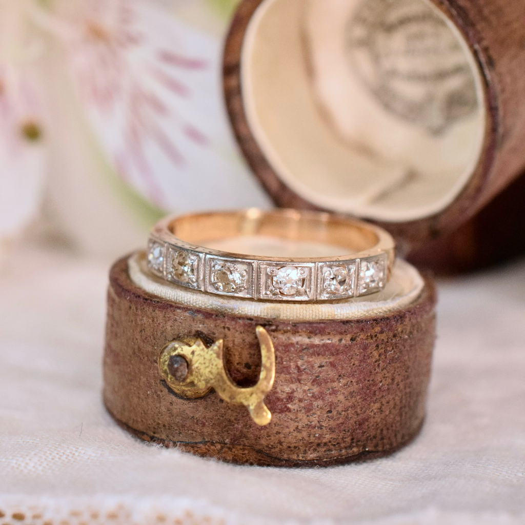 Vintage Art Deco 18ct Yellow Gold And Diamond Patterned Ring Circa 1935-40