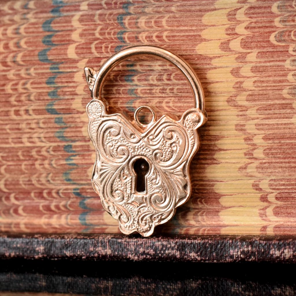 Modern Antique Style 9ct Rose Gold Padlock Clasp