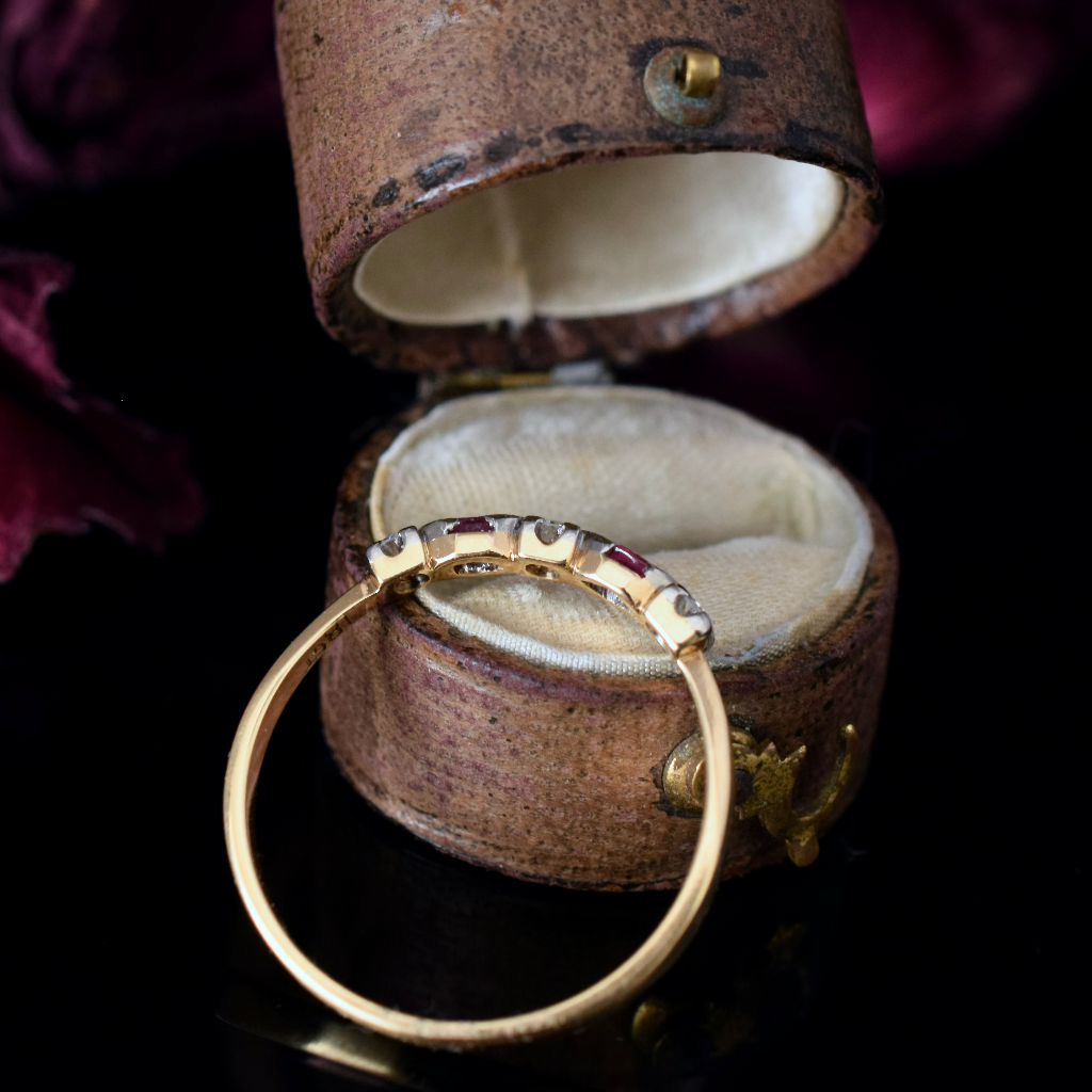 Vintage 18ct Yellow Gold Ruby And Diamond Ring
