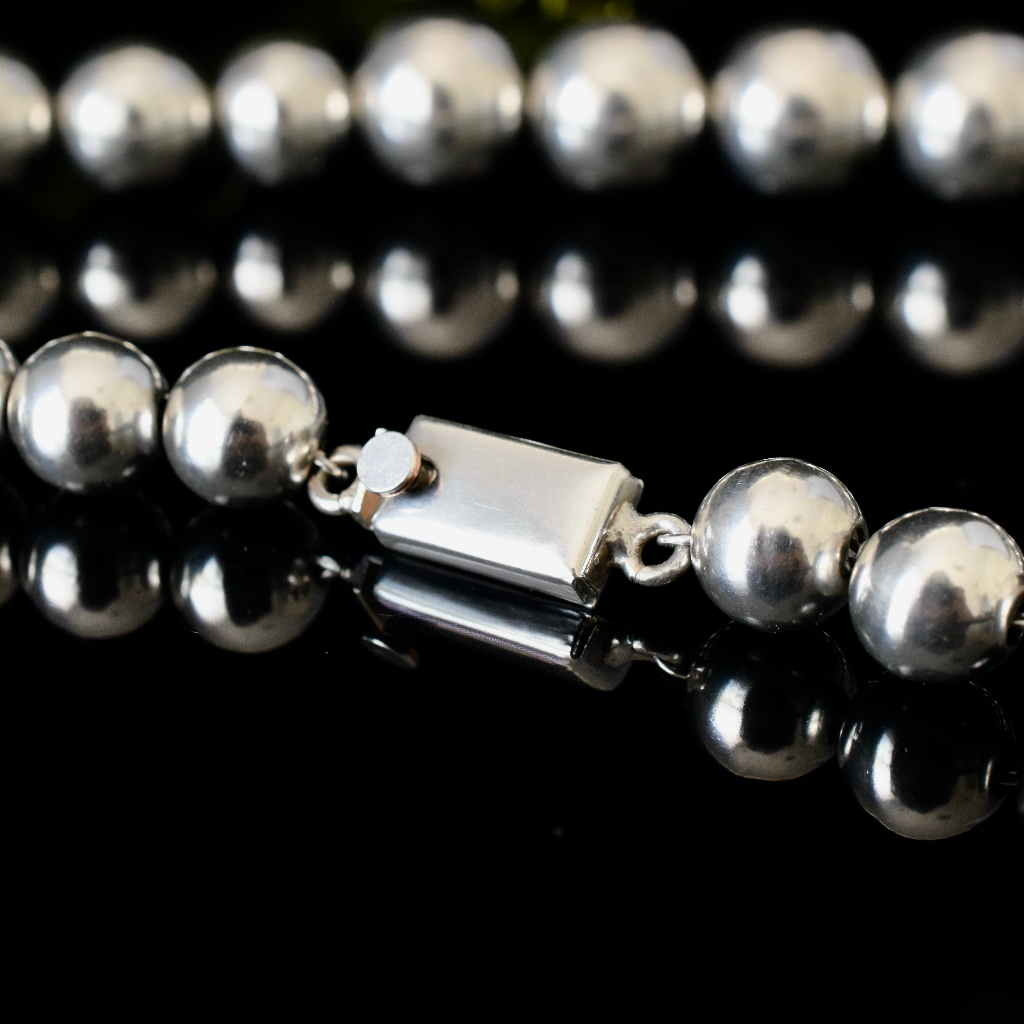 Vintage ‘Taxco’ Mexico Graduated Ball Necklace Circa 1980’s