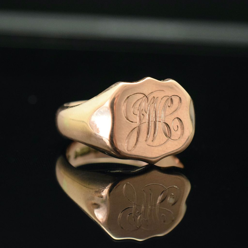 Antique Art Deco 9ct Rose Gold Signet Ring Birmingham 1925