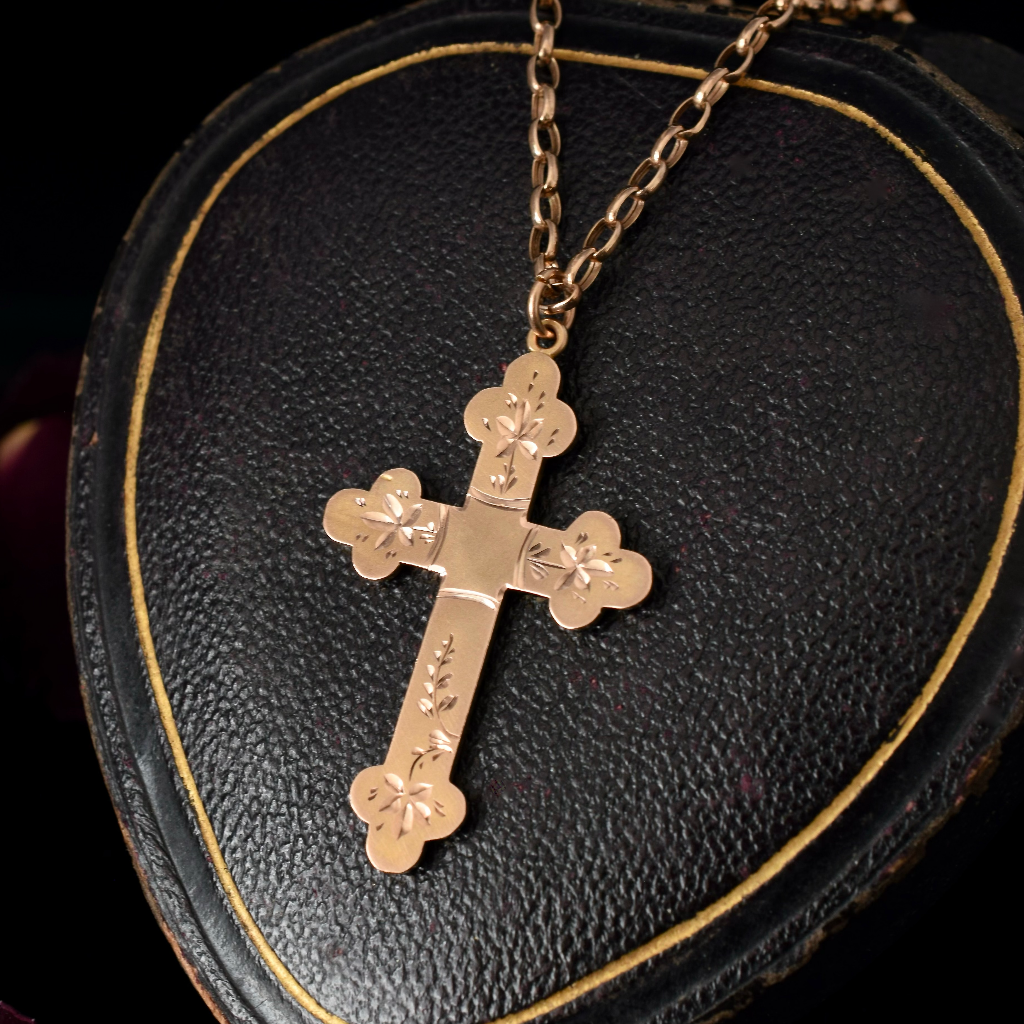 Antique Australian 9ct Rose Gold Crucifix By Willis and Sons Circa Circa 1910
