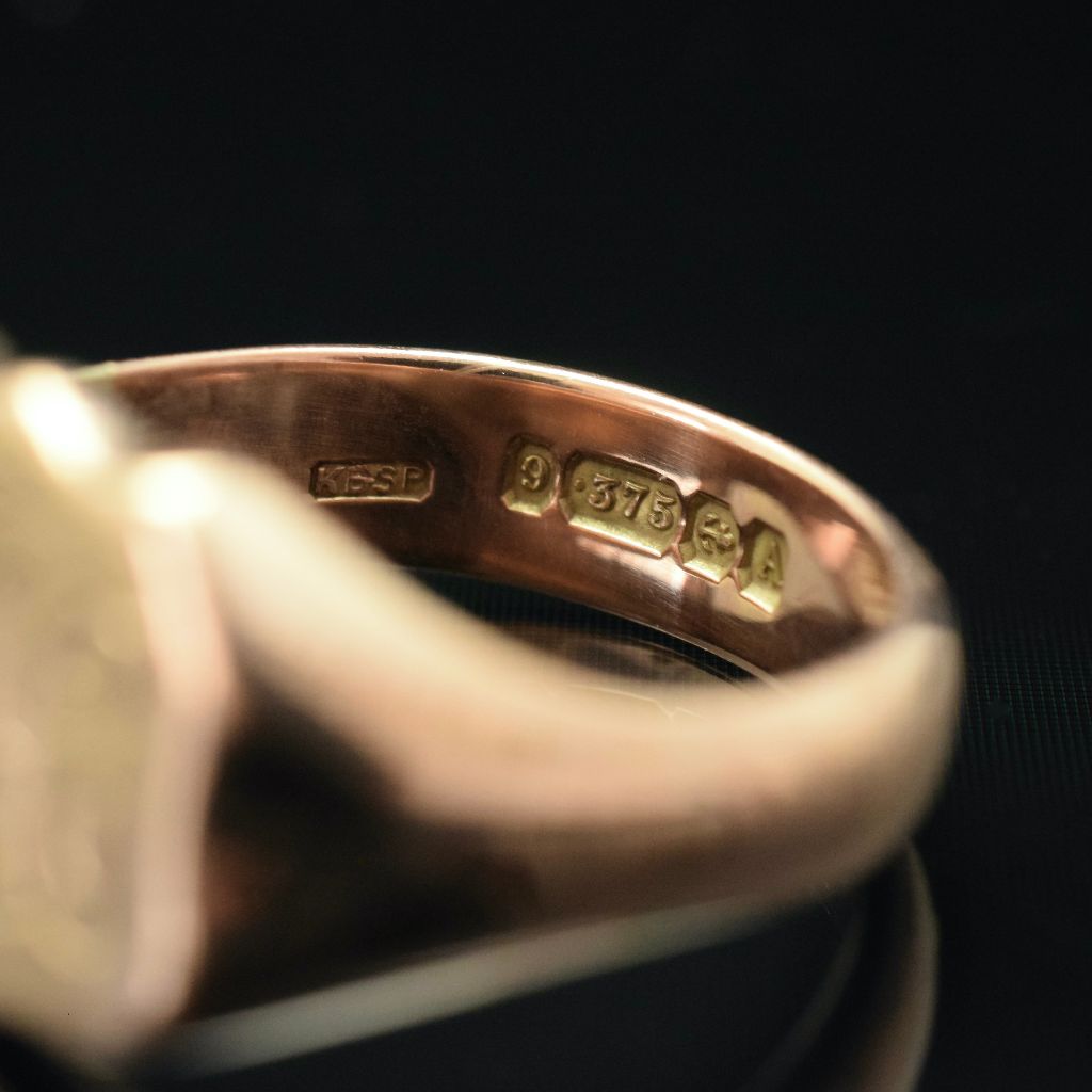 Antique Art Deco 9ct Rose Gold Signet Ring Birmingham 1925