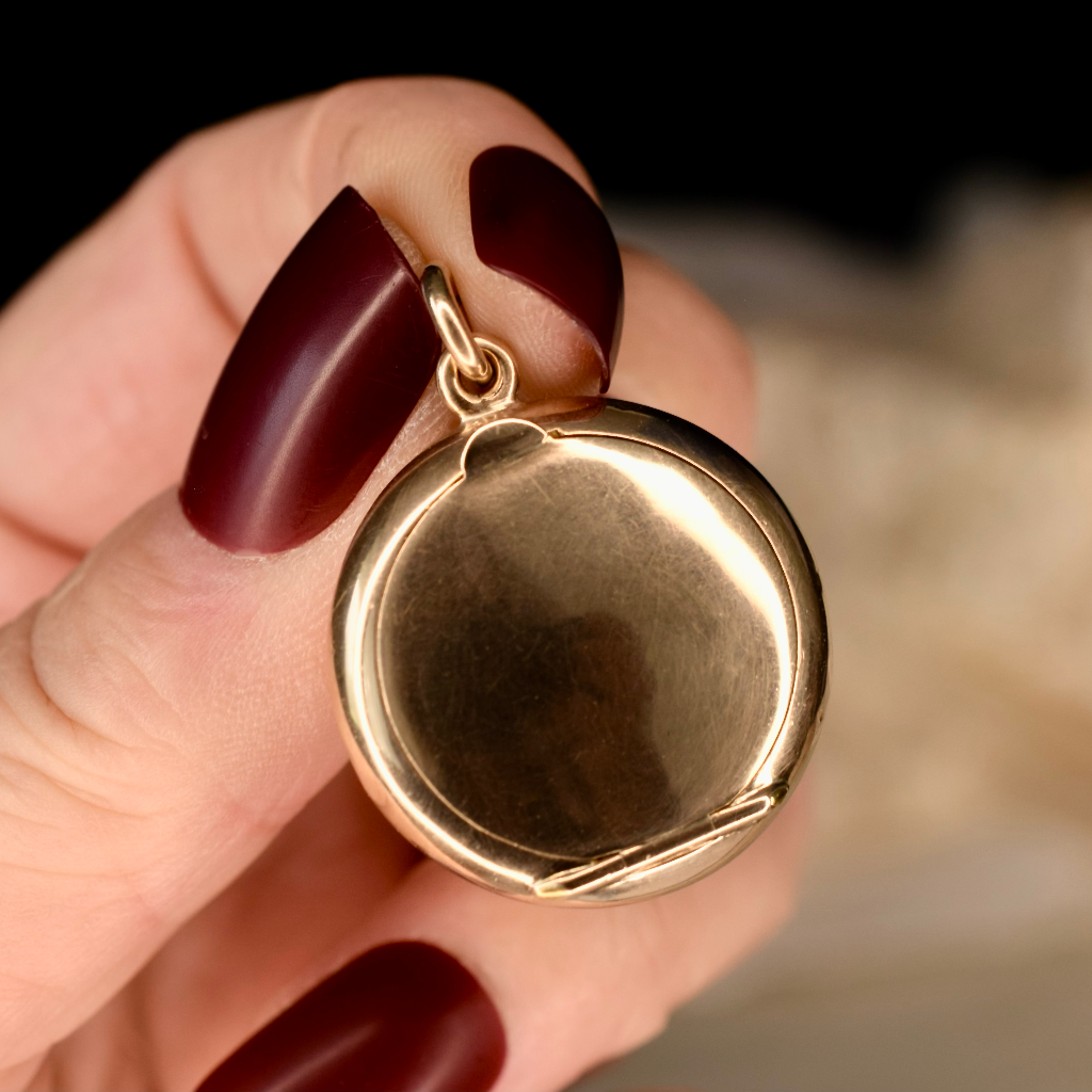 Antique 9ct Rose Gold Powder Compact Chatelaine Locket Chester 1911