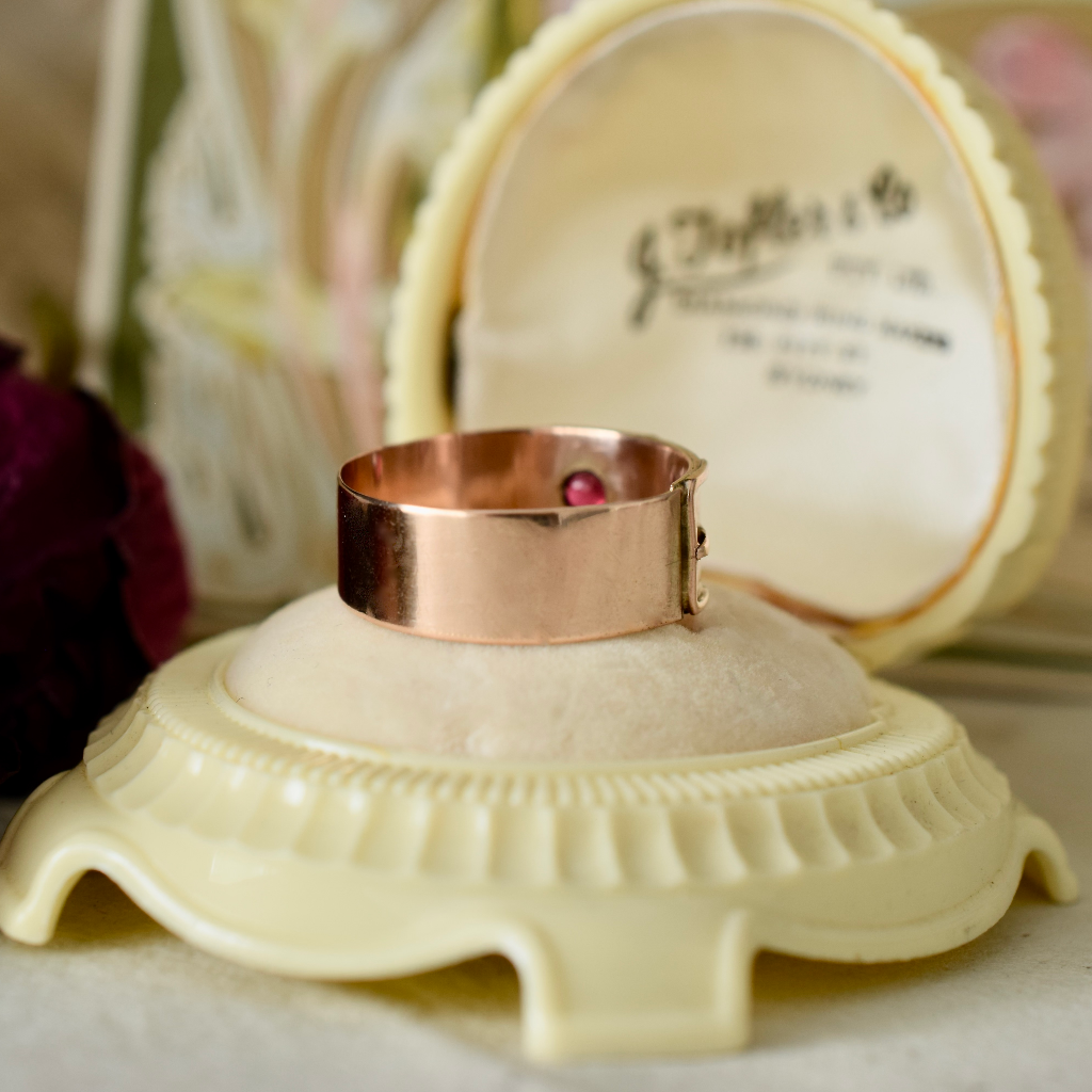 Antique Australian 9ct Rose Gold Garnet Doublet Ring By Willis and Sons Circa 1910