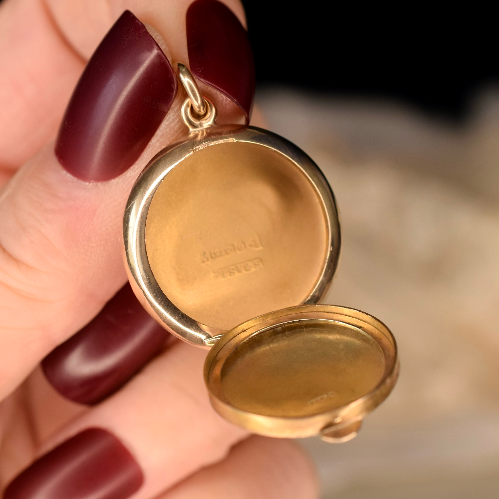 Antique 9ct Rose Gold Powder Compact Chatelaine Locket Chester 1911