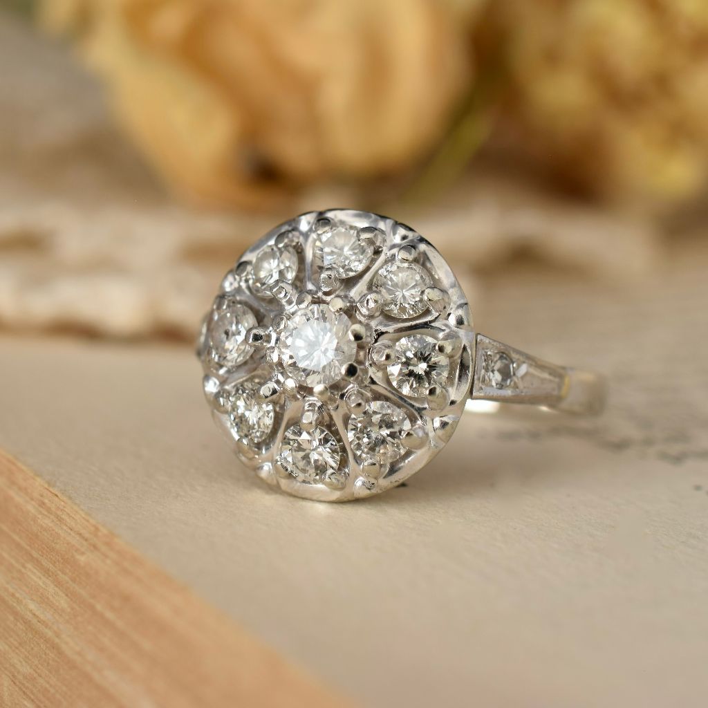 Antique/Vintage 18ct And Platinum Diamond Daisy Cluster Ring