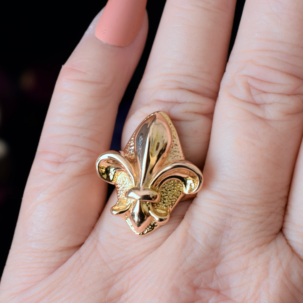 Modern Italian 14ct Rose Gold ‘Fleur De Lys’ Ring