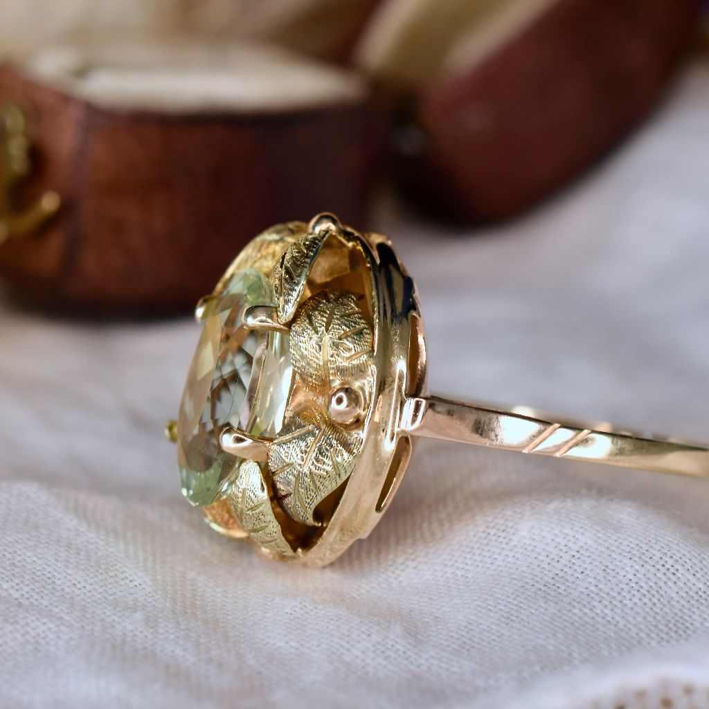 Vintage 18ct Yellow Pink And Green Gold 3.5CT Aquamarine Ring Independent Valuation Included For $4,000 AUD