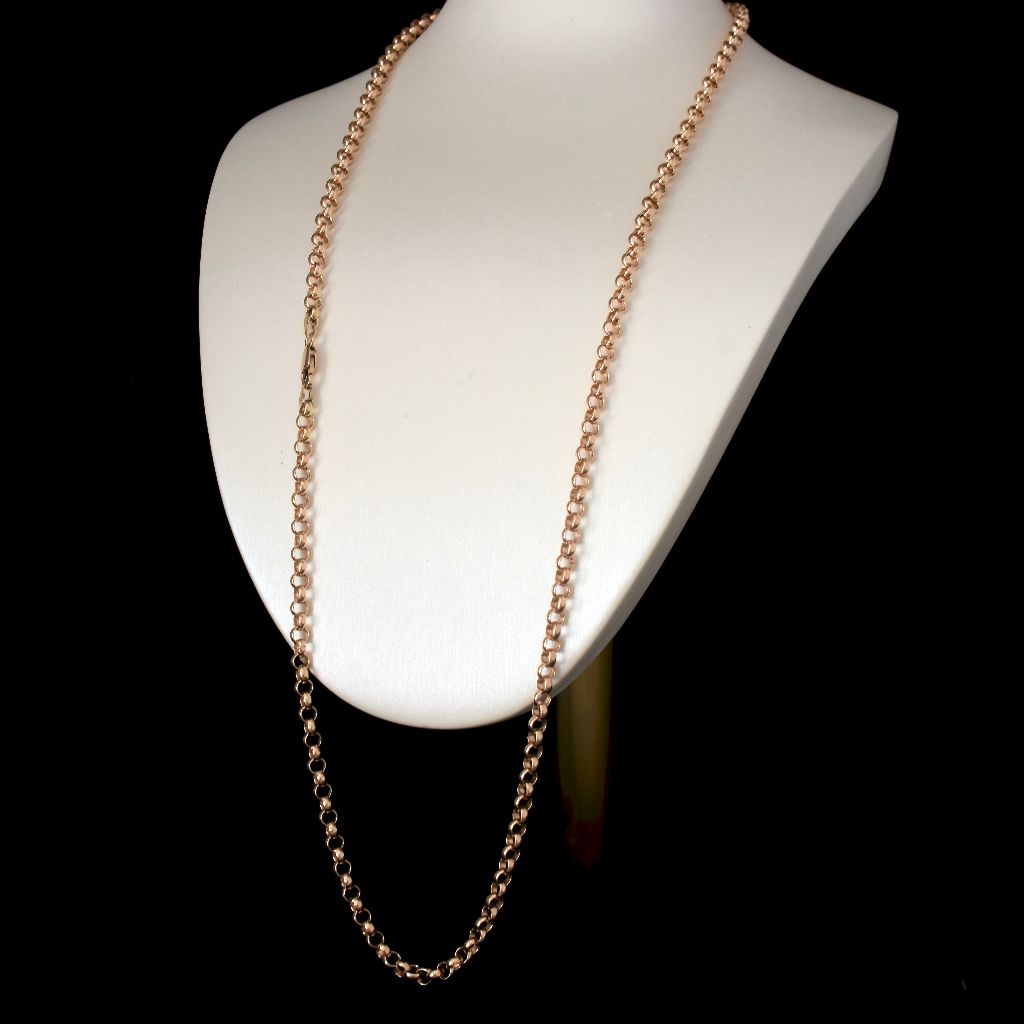 Modern Heavy 9ct Rose Gold Belcher Link Chain 70cm