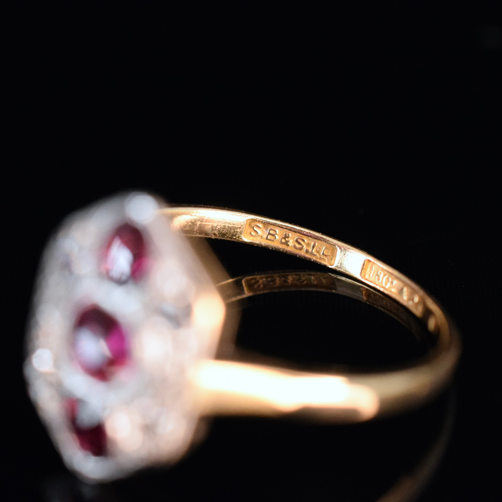 Vintage Art Deco Era 18ct & Platinum Ruby And Diamond Ring Circa 1935