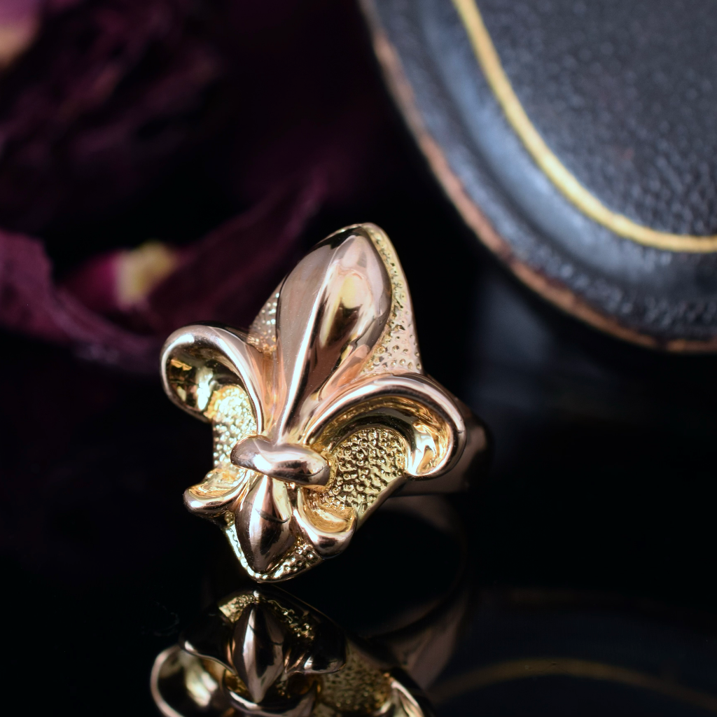 Modern Italian 14ct Rose Gold ‘Fleur De Lys’ Ring