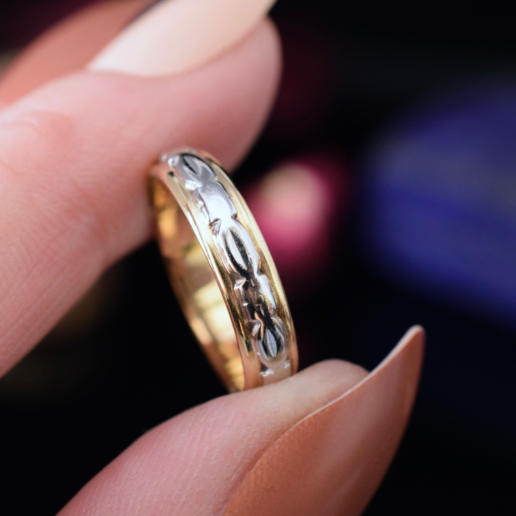 Vintage 1940’s 18ct Yellow And White Gold Wedding Ring