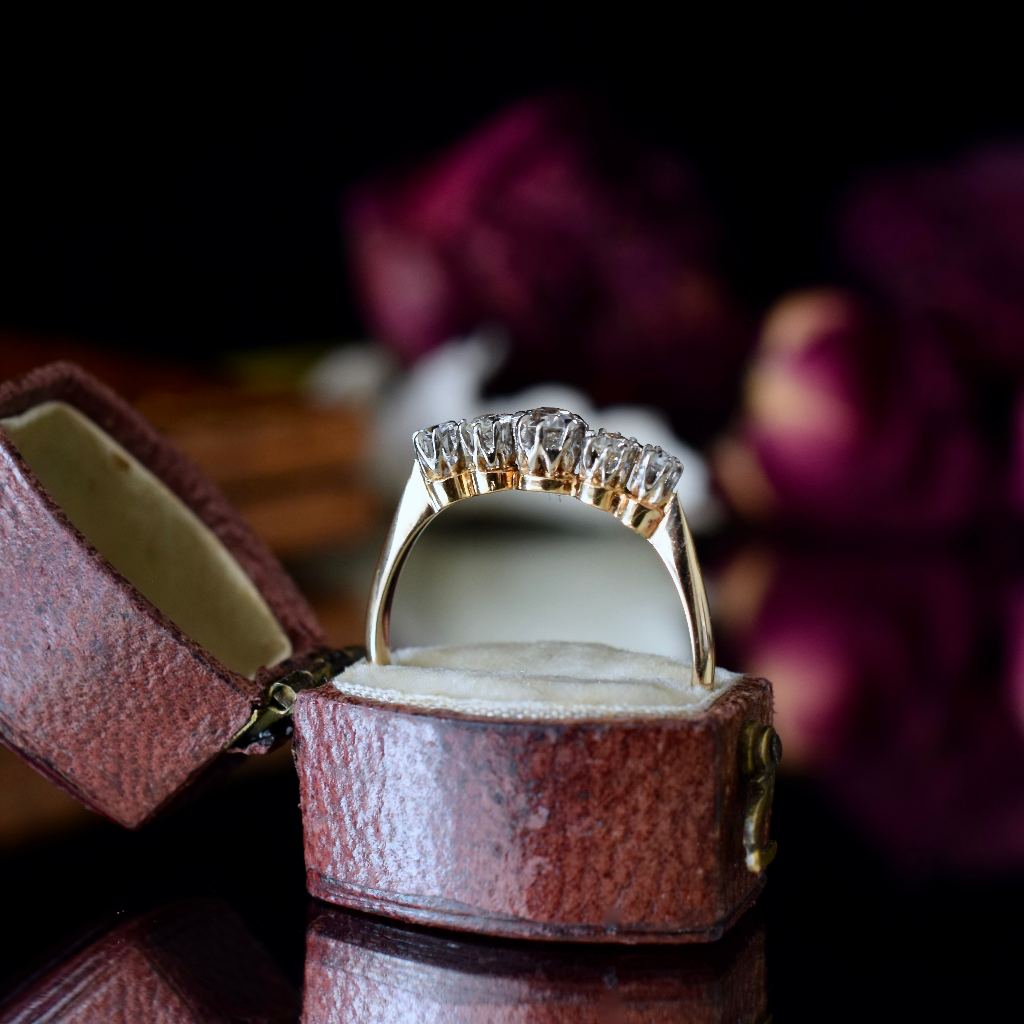 Antique Australian 18ct Yellow Gold Diamond Five Stone By Harris And Sprunt 1913-1925