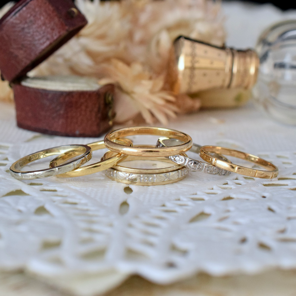 Vintage 9ct Yellow And White Gold Cherry Blossom Wedding Band Circa 1950’s