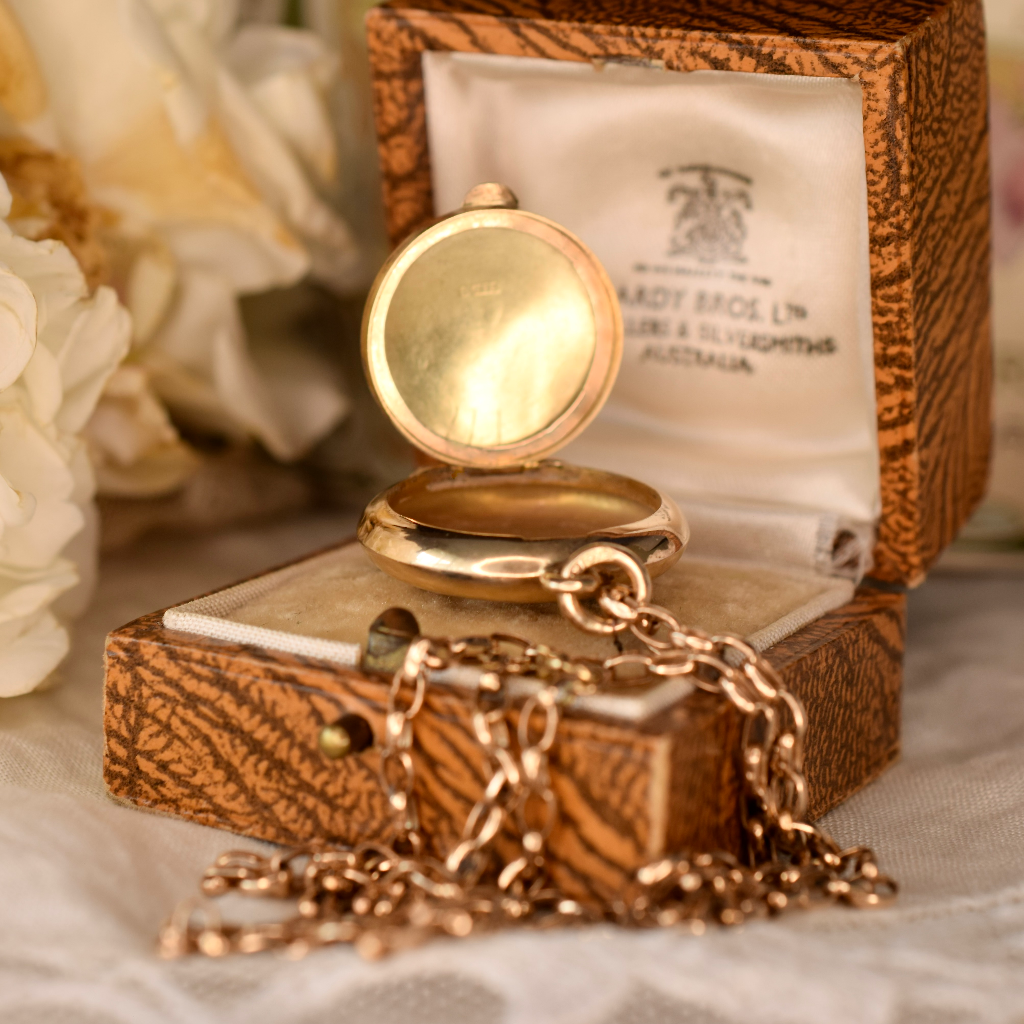 Antique 9ct Rose Gold Powder Compact Chatelaine Locket Chester 1911