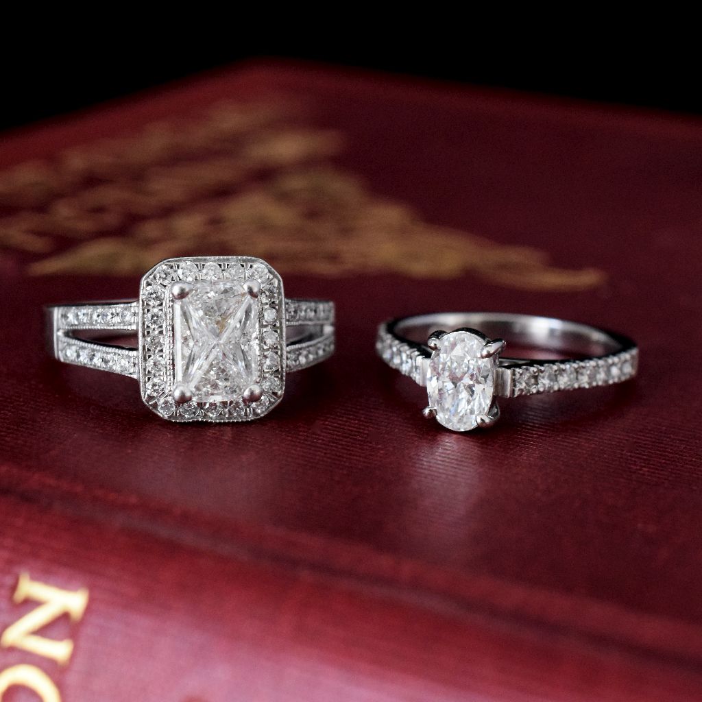Modern 14k White Gold Trillion-Cut Diamond Ring