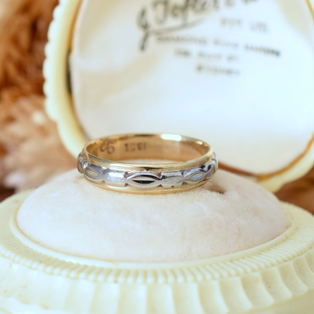 Vintage 1940’s 18ct Yellow And White Gold Wedding Ring