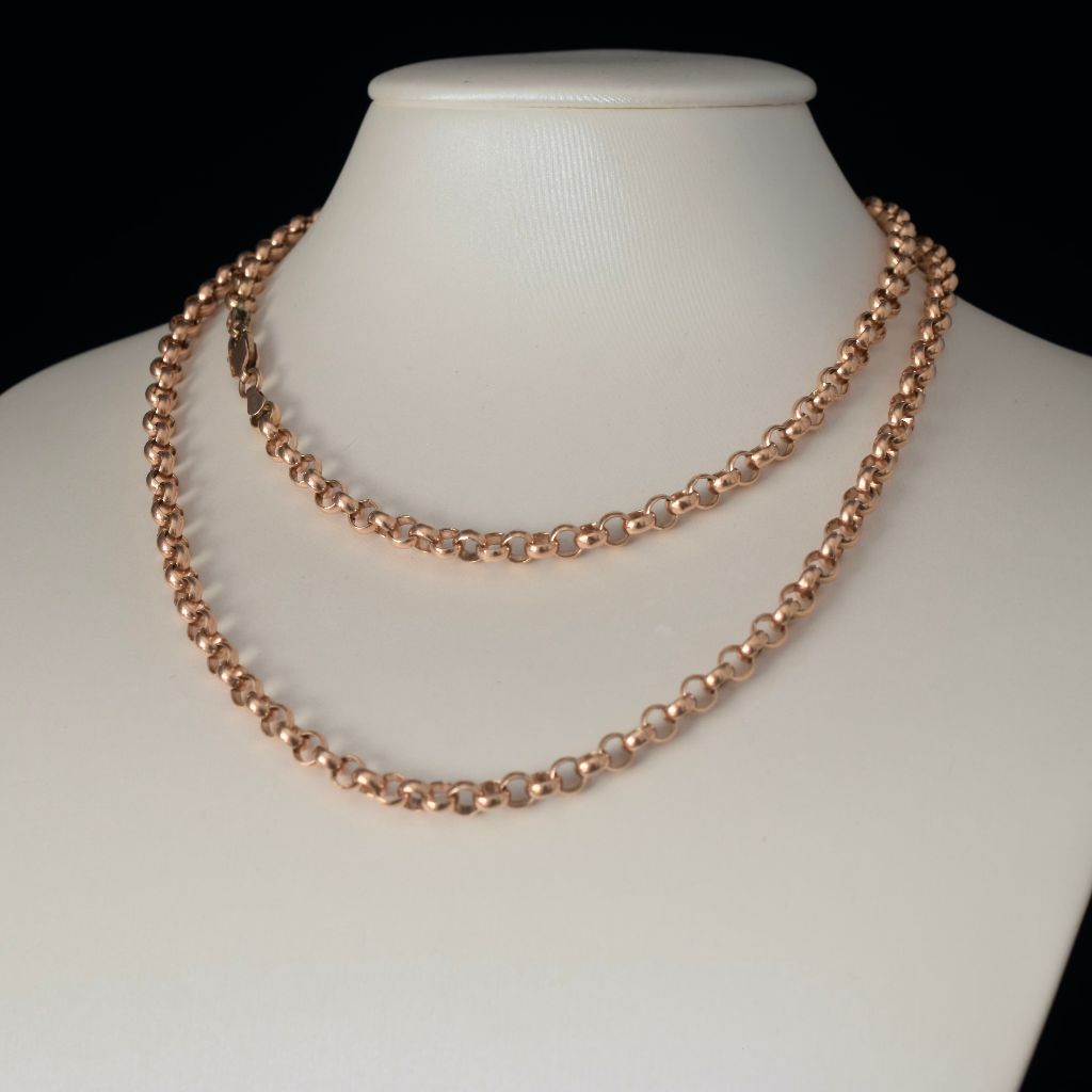 Modern Heavy 9ct Rose Gold Belcher Link Chain 70cm