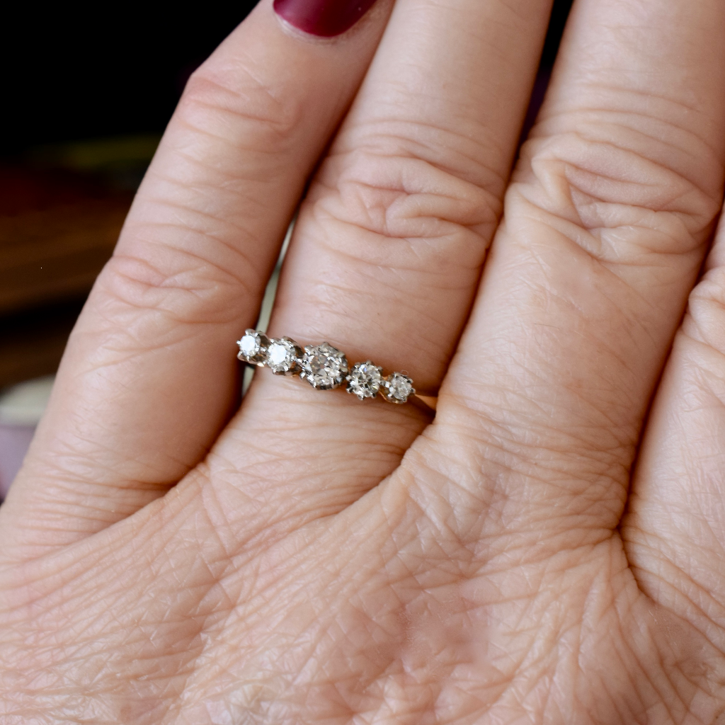 Antique Australian 18ct Yellow Gold Diamond Five Stone By Harris And Sprunt 1913-1925