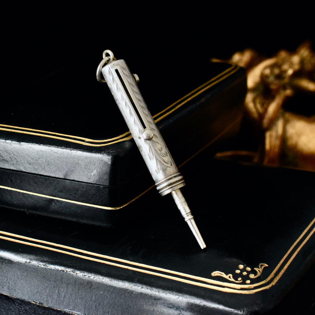 Victorian Chatelaine Sterling Silver Triple Combination Propelling Pencil and Tools