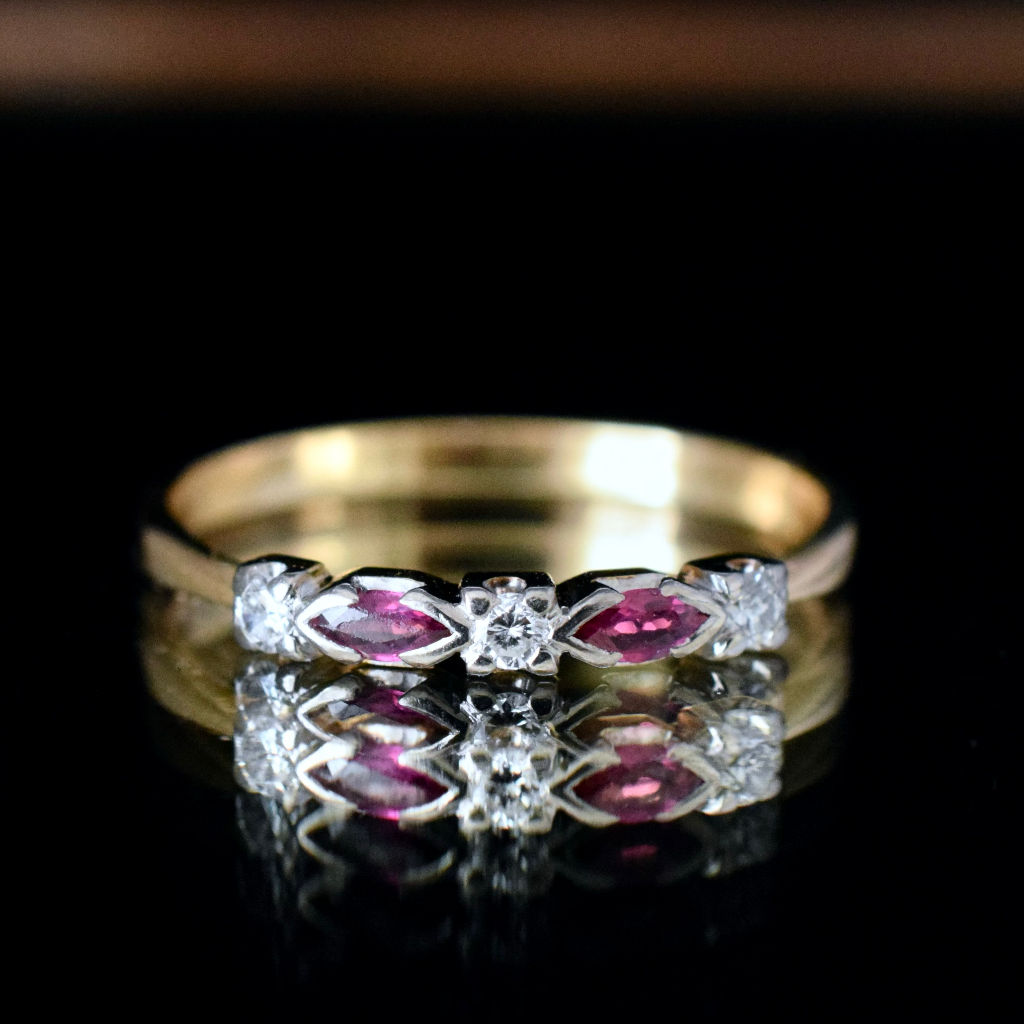 Vintage 18ct Yellow Gold Ruby And Diamond Ring