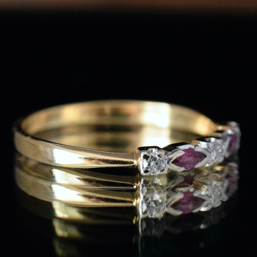 Vintage 18ct Yellow Gold Ruby And Diamond Ring