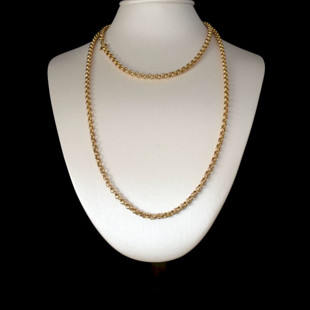 Modern 9ct Yellow Gold Italian Belcher Link Chain 88cm