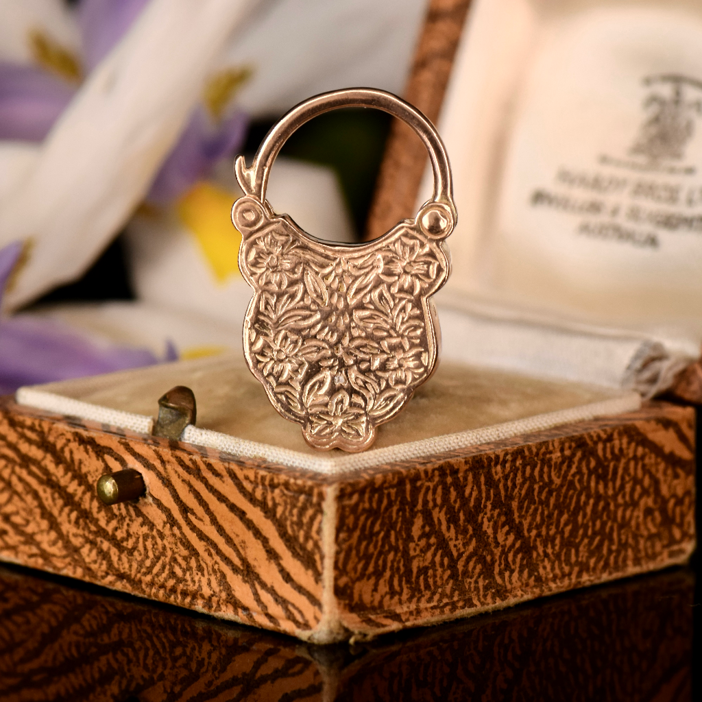 Modern 9ct Rose Gold And Amethyst Padlock Clasp