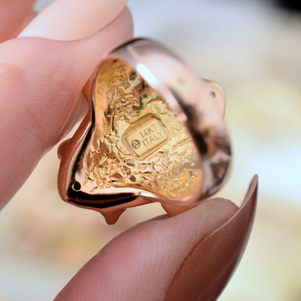 Modern Italian 14ct Rose Gold ‘Fleur De Lys’ Ring