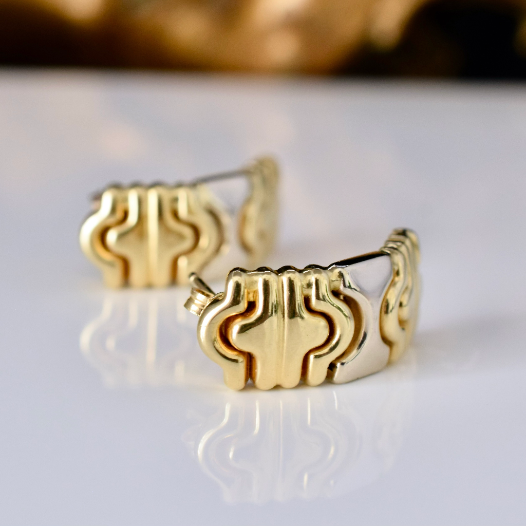 Superb Italian Modern 18ct Yellow Gold Earrings